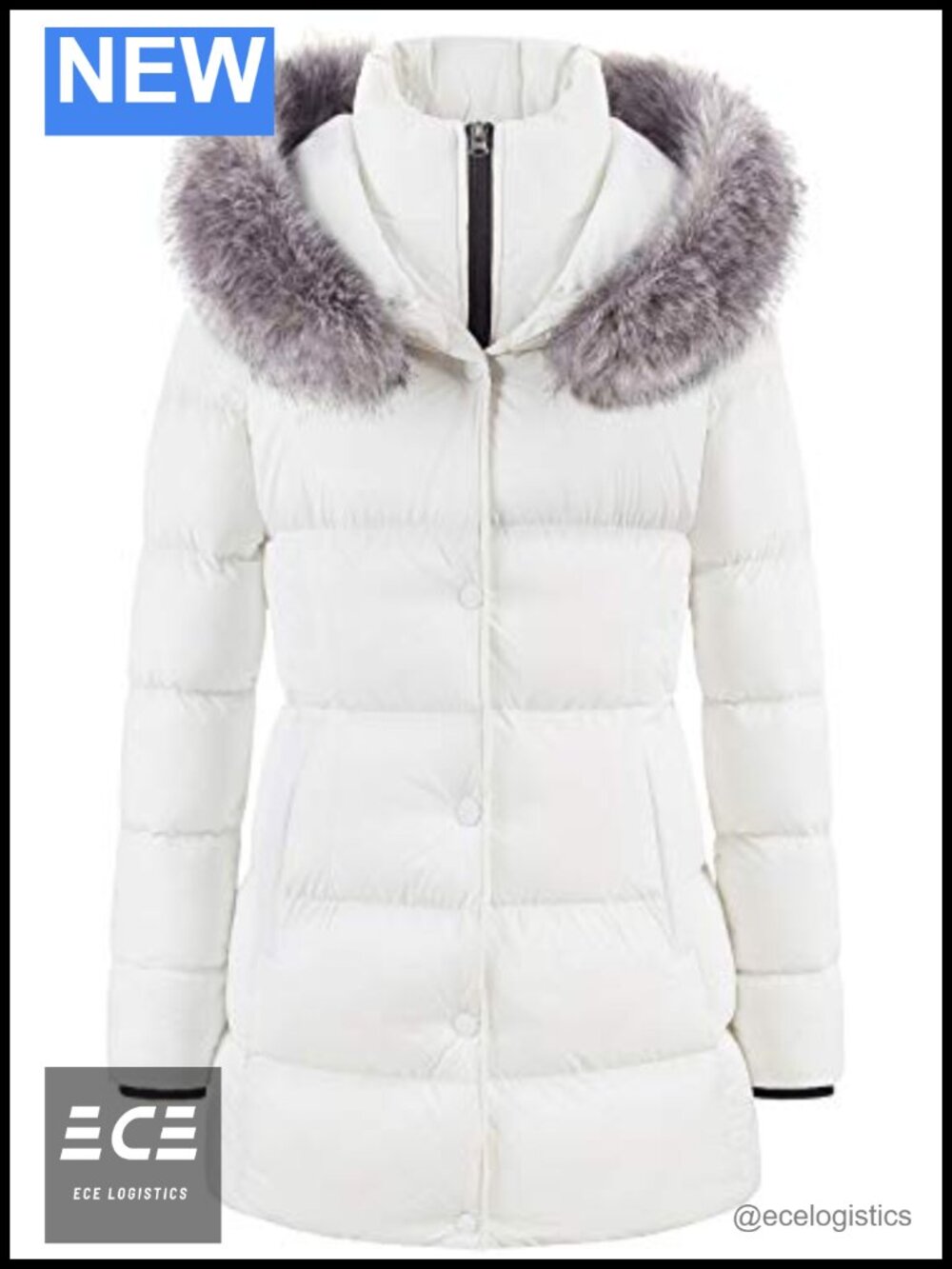 Women's Winter Puffer Coat Long Faux Fur Trim Hooded Parka